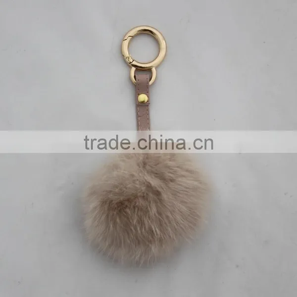 Myfur Bag Charm Heart Shaped Keychain Rex Rabbit Fur Pompons Rabbit Fur Keychain photo-4