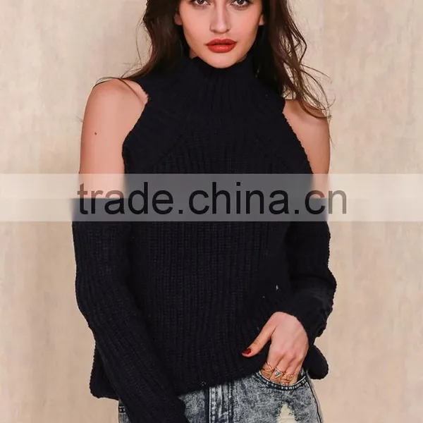 Turtleneck off Shoulder Knitted Sweater Women Autumn Fashion Tricot Pullover Jumpers Winter Sexy Oversized Sweater photo-3