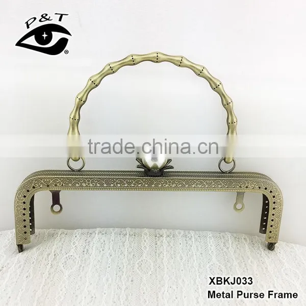 China High Quality Metal Clutch Purse Frame With Handle Big Pearl Clasp photo-2