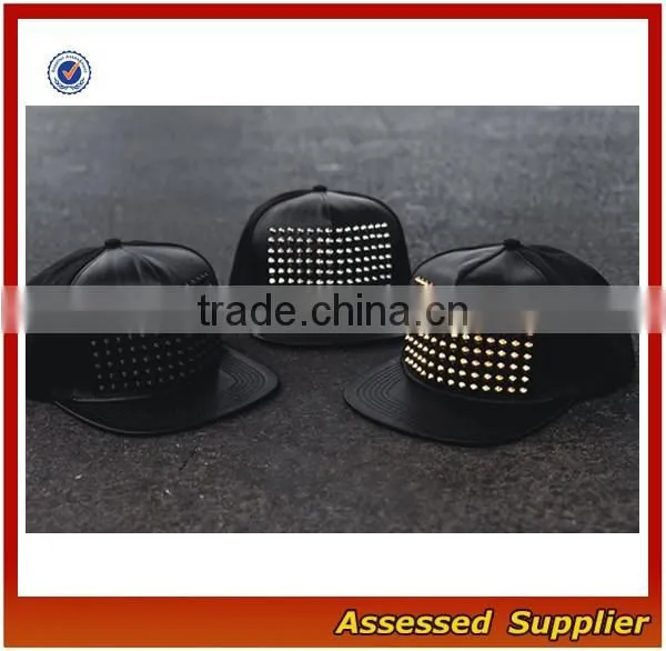 SNB035 Custom Black Leather Snapback Hat Wholesale photo-4