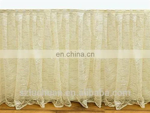 Shiny Ivory Lace Table Skirt Designs For Wedding photo-2