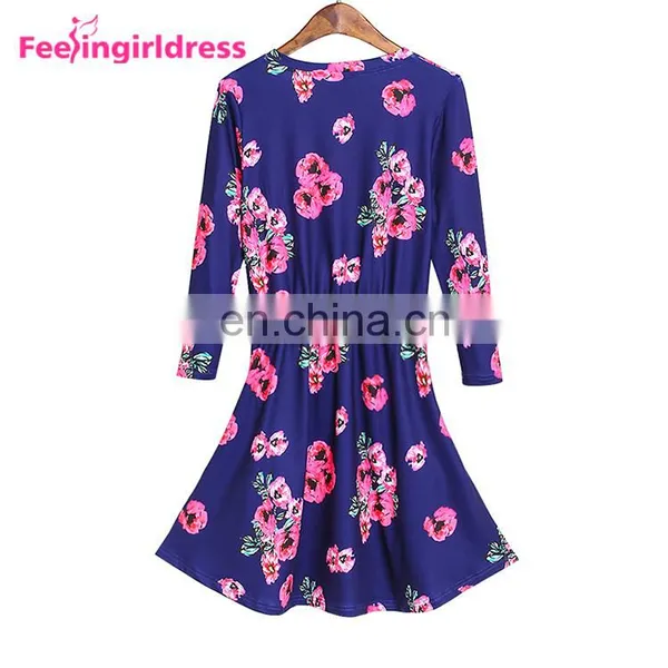 Wholesale Elegant Soft Printing Office Plus Size Long Sleeve Women Long Dress photo-2