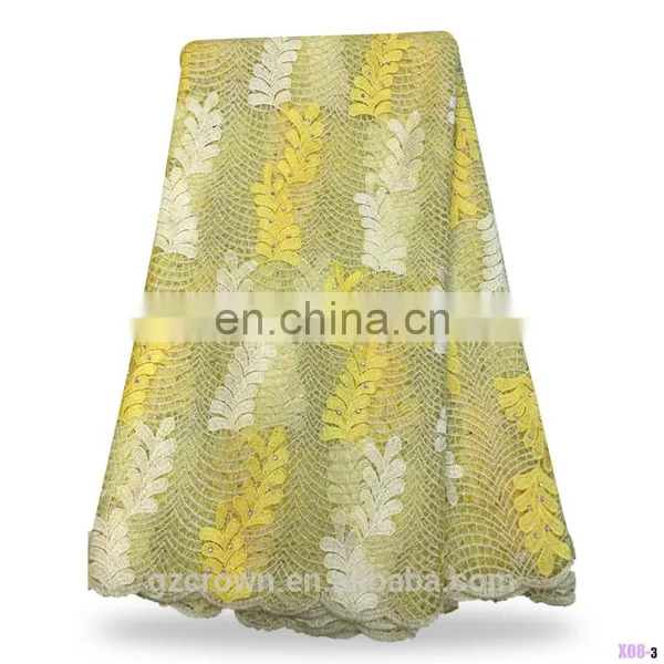 Wholesale Embroidery Water Soluble Chemical Lace African Teal Cupion Guipure Lace Fabric/Guipure Lace With Stone S170307006 photo-2