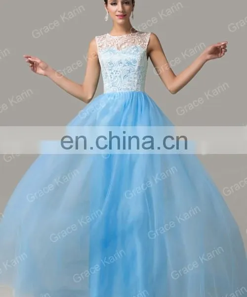 Grace Karin Sleeveless Long Lace Prom Dresses CL6108-6# photo-3