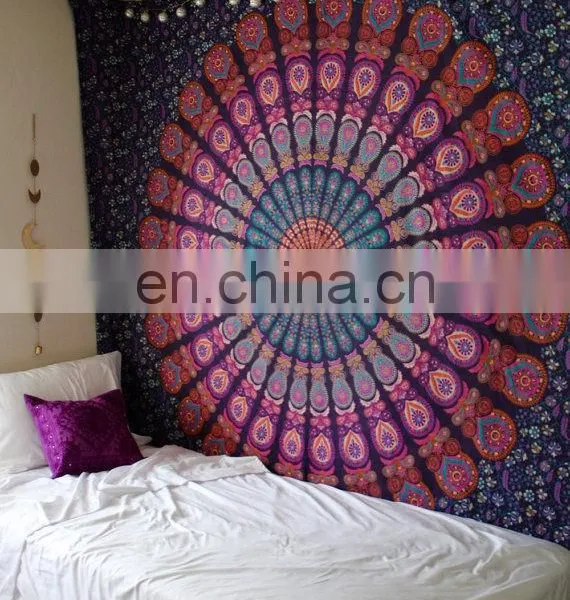 Indian Wall Decor Wall Hanging Mandala Print Bed Sheet Cotton Printed Tapestry 1 photo-6