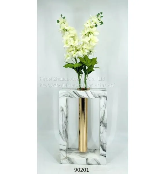 Hot Resin Sale Marble Pattern English Letter Shape Candle Holder for Home Decoration photo-3