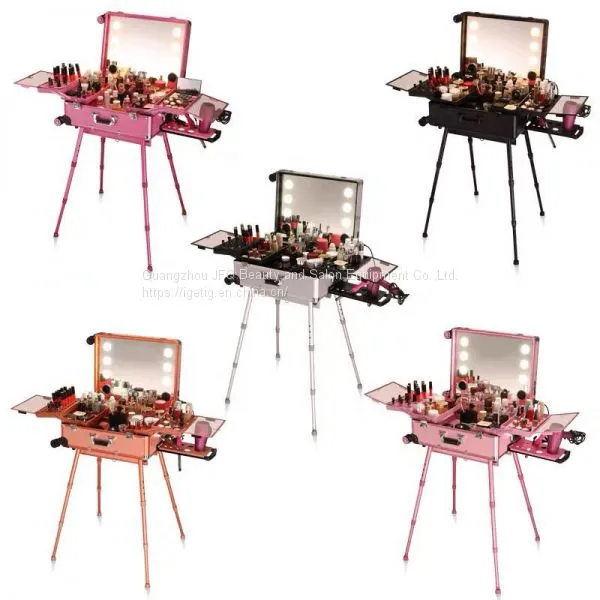 Cosmetic Aluminium Case With LED MAKEUP CASE Baber Tools Case Tools Box JFQ 5001 LED