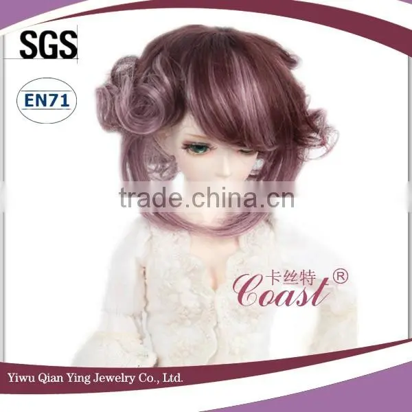 Latest Design Short Dark Brown Curly BJD Doll Wigs photo-2