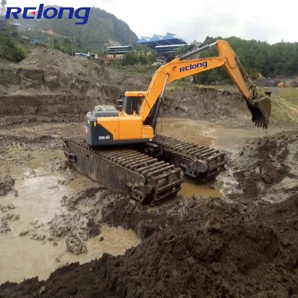 Sand Dredging Excavator With Amphibious Pontoon for Swamp Marsh and Water photo-4