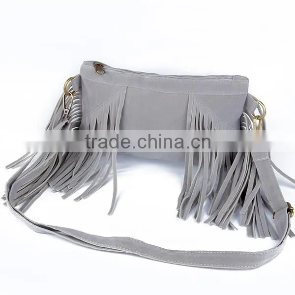 Fashion Fringe Suede Leather Clutch Bag For Girls Magazine Clutch Bag With Tassels photo-4