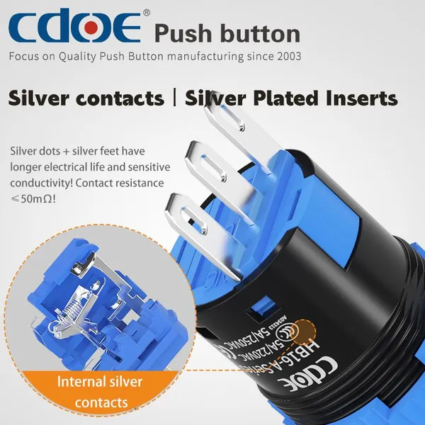 Ip65 16mm Rectangle Head 24v SPDT Push Button Switch on off Momentary With Led photo-5