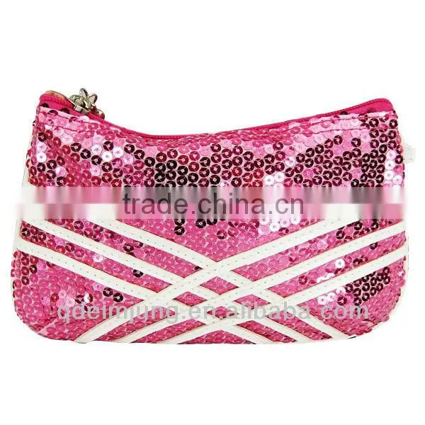 2015 Fashion Pink Sequin Women Cosmetic Bags