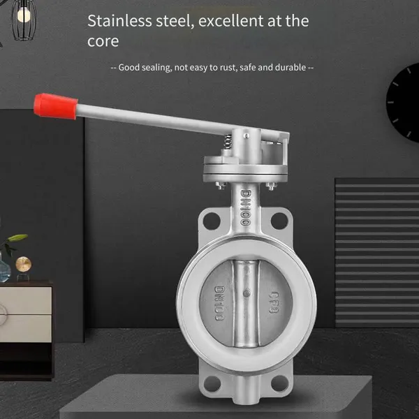 Stainless Steel Precision Casting Industrial Grade Wafer Type Four-eared Butterfly Valve D71x Straight Rod Handle Adjustable Control Valve photo-2