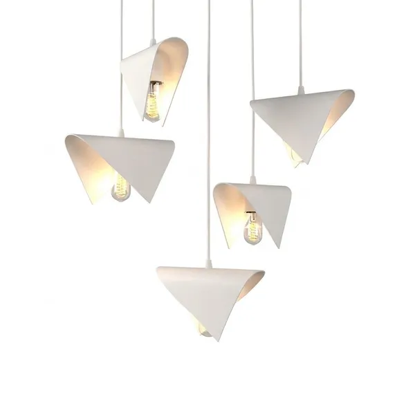 Folded Iron Petal Pendant – White, E27, Custom Quantity photo-3