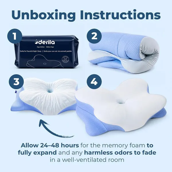 Derila Ergo Cervical Neck Pillow for Sleeping Pillow Contour Memory Foam Pillows for Back, Side Sleeper Pillows photo-2
