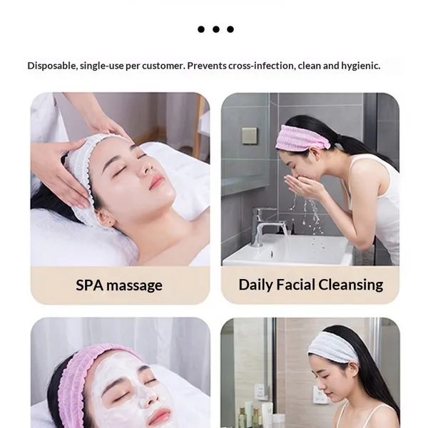 Disposable Head Band for Beauty Center or Personal Care pp or Spunlace Headband White Free Size Head Band