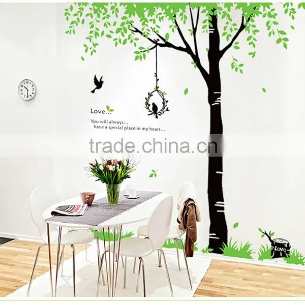 Removable Wall Stickers Environmental Green Treetops Study Bedroom Living Room TV Wall Background Trees Bird Dining Wall Sticker photo-3