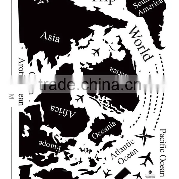 ALFOREVER Small Size Pvc Black World Trip Sticker,pvc World Trip Decals photo-4