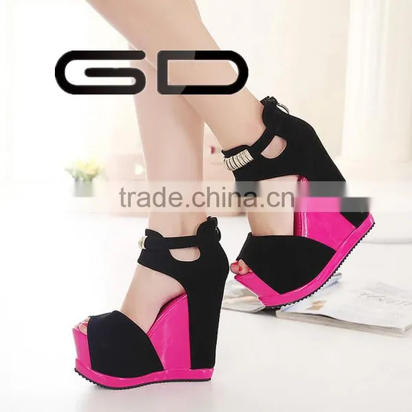 GDSHOE 2016 Ladies Sexy Rubber Wedge Shoes and Peep Toes High Heel Andals photo-3