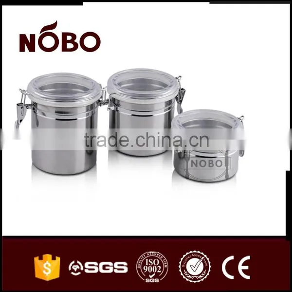 3PCS Stainless Steel Canister Set Screw Lid Canisters