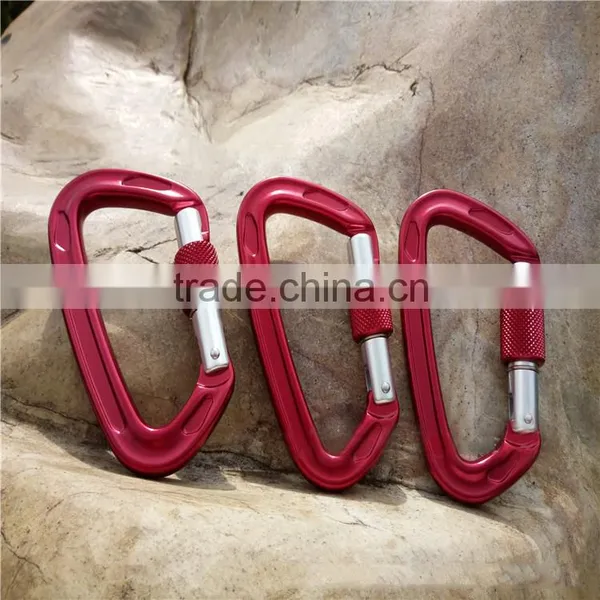 22KN high strength Aviation Aluminum thread lock carabiner clambing hook