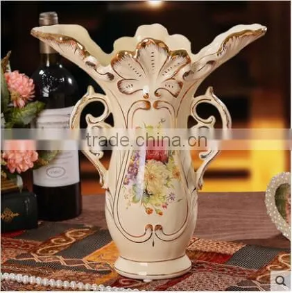 European Style Ceramic Vase With Flower Pattern for Hotel Deco