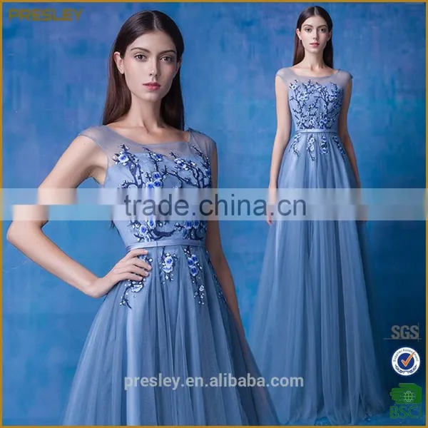 Presley Oem Custom Made Sleeveless Lace Dress Light Blue Women Wedding Dress