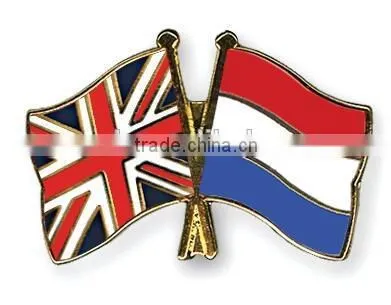 Hot Selling Custom Cross Double Flag Lapel Pin Badge photo-3