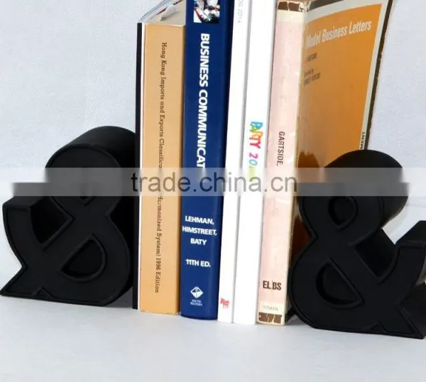Plastic Black Alphabet Shape Desk Bookend/Office Book Stand
