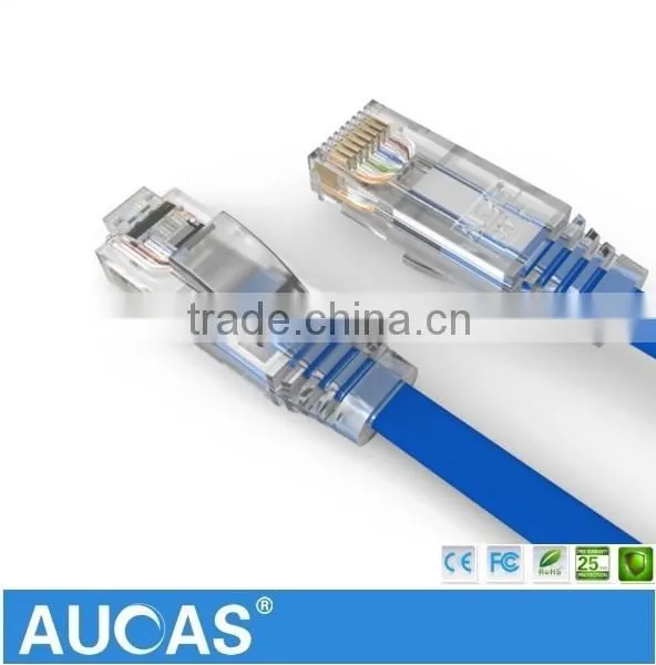 Taiwan Manufacture RJ45 Flat UTP Cat6 24AWG Strain Copper Network Patch Cord With CE/RoHS Printed On Cable photo-5