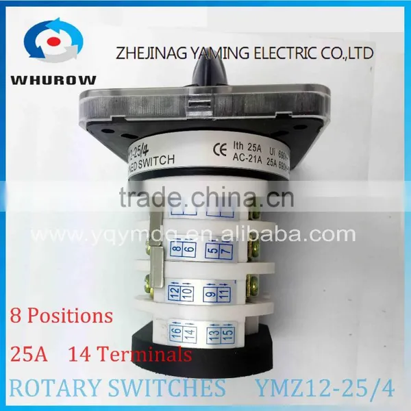 Rotary Switch YMZ12-25/4 Changeover Cam Combination Switch 4 Poles 8 Positions 14 Terminals 25A Ui 690V Sliver Point Contacts photo-3