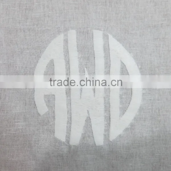 Monogram White Linen Table Runner With Natural Border photo-2