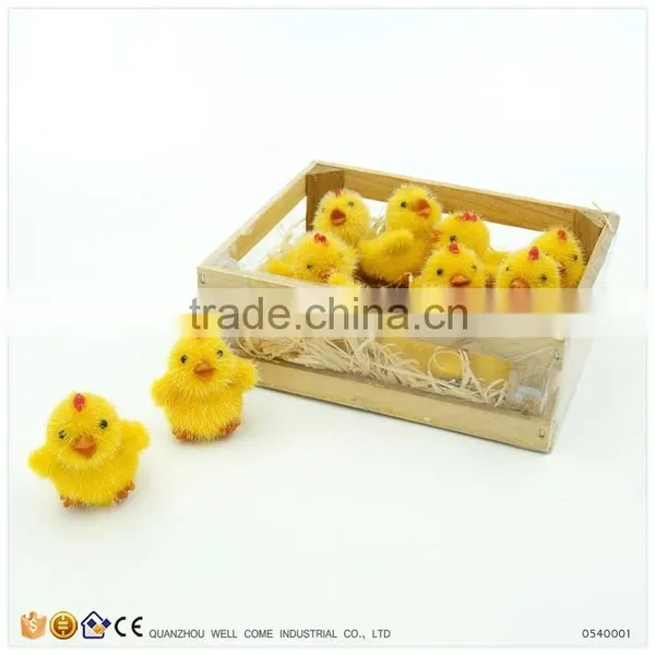 Polyresin Crafts in Wood Box Plush Chicken Toy photo-3