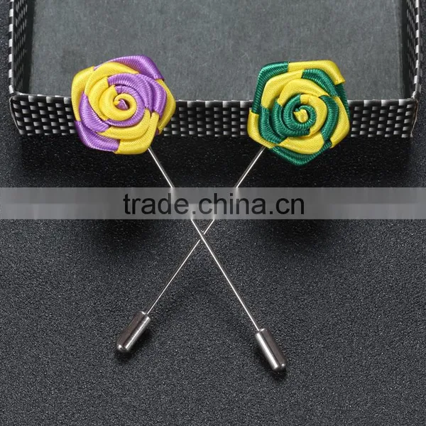 Men Rose Flower Lapel Stick Handmade Boutonniere Pin for Suit photo-2