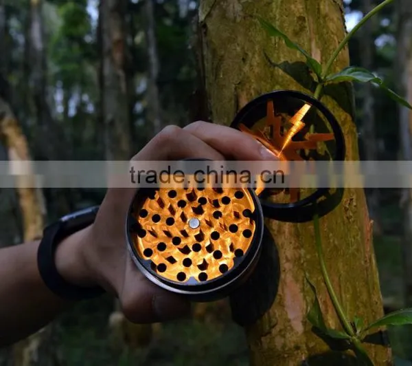 Lightning Aluminum 4-Part Tobacco Spice Tea Herb Grinder (2.5") With Pollen Catcher, Cleaning Brush and Scraper (Orange) photo-4