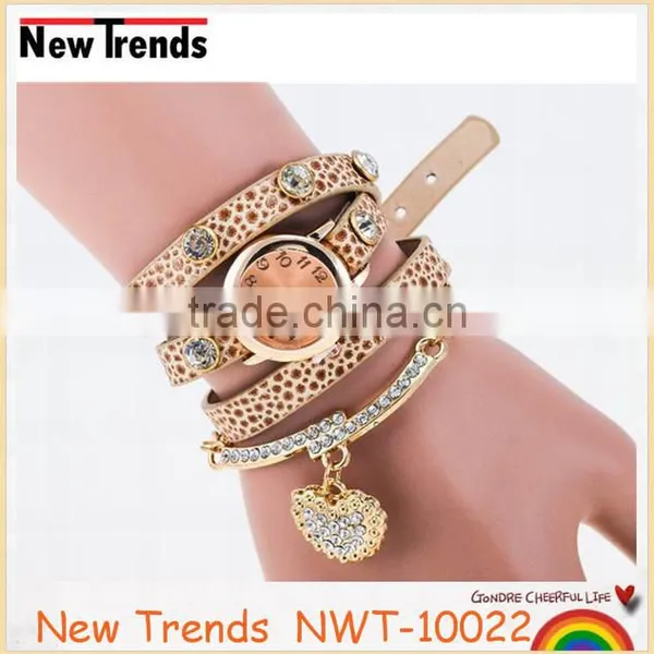 2016 Classical Heart Pendant Colorful Animal Print Leather Wrist Watch photo-6