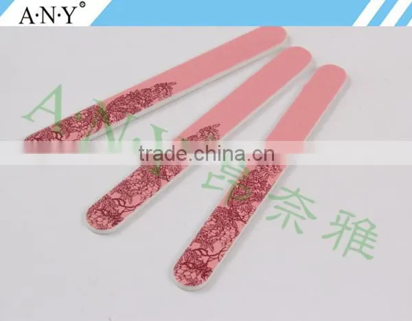 Nail Shape and Polishing Leaves Printing Pink Sandpaper Nail File Customized photo-2