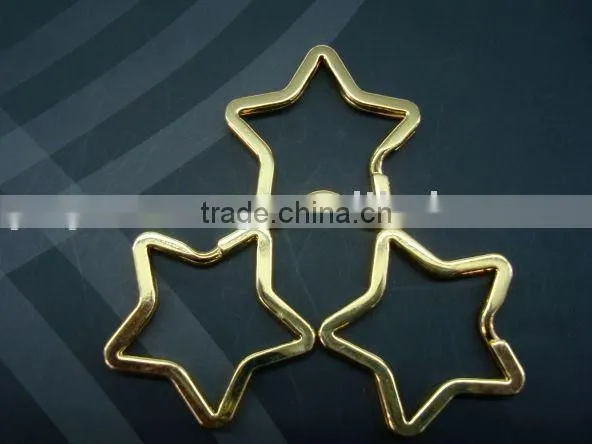 Five Star Shape Gold Color Metal Key Ring