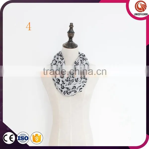 Wholesale Anchor Pattern Fleece Snood Custom Scarf Warm Soft Winter Polar Fleece Infinity Scarf