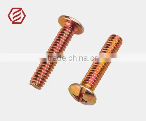 Pan head cross cut color zinc plated screw for garden tools for switch
