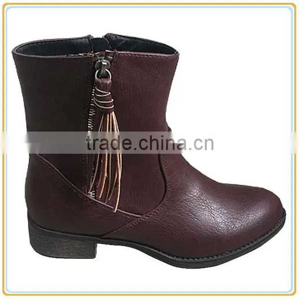 Ladies Round Point Zip Boots Flat Low Heel Sexy Women Boots