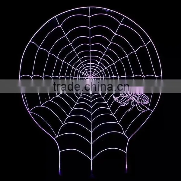3D Optical Illusion Spider Web Night Lamp Night Light 10 Colorful LEDs Ultra-thin Acrylic Light Panel AA Battery or DC 5V photo-4