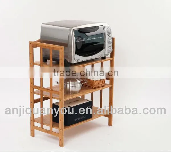 2-layers bamboo micro-wave rack for kitchen
