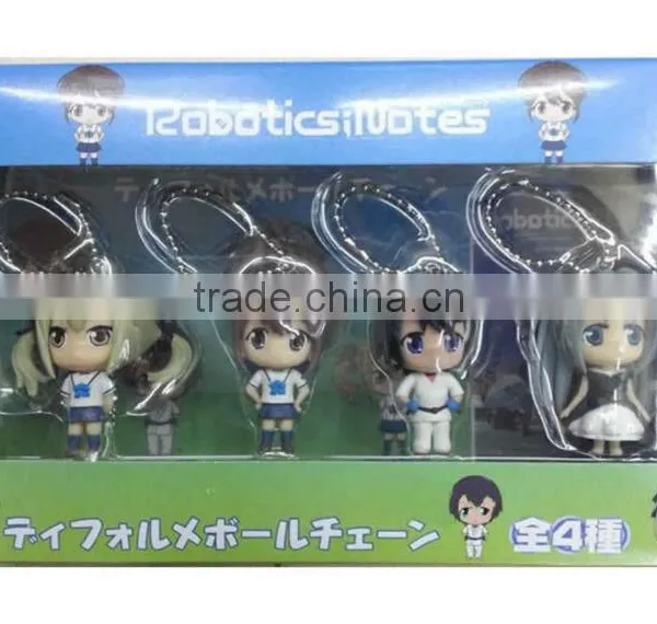 4pcs/Set Robotics;Notes Little Mascot Cute Mini Figure Keychain/Ring NIB