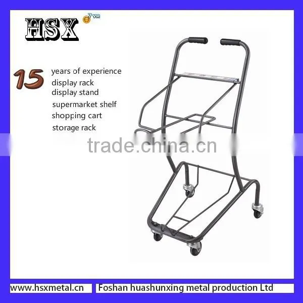 Foldable Spray Tennis / Supermarket Metal 2 Baskets Shopping Trolley photo-2