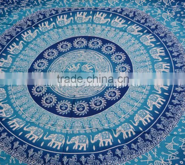 Indian Ombre Ethnic Elephant Hippie Mandala Wall Art Twin Cotton Boho Wall Hanging Tapestry photo-2