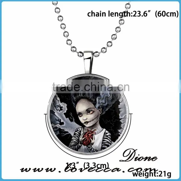Halloween Necklace Ghost Children Round Locket Glow in the Dark Pendant Halloween Decoration photo-2