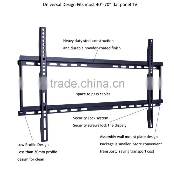 Hot Sale Elegant Fixed Spcc Vesa Standard Max 600*400mm Fixed Lcd Led Plasma Smart tv Wall Mount for 32 - 65 Inches Screens photo-6