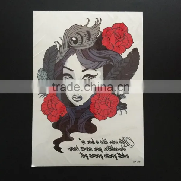 WX- 014 Wolf and Womam Colorful Tattoos/ Easy Useful Temporary Body Tattoo Sticker photo-5
