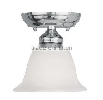 Antique Brass Simple Semi-Flush Ceiling Fixture With 1 Light photo-3
